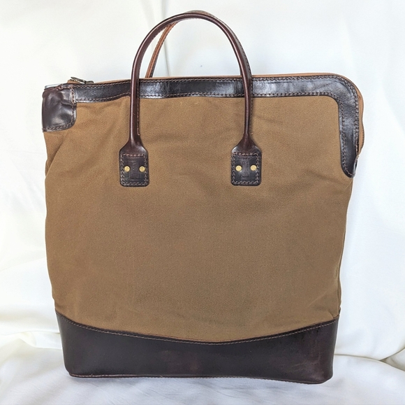 Freemans Sporting Club x BillyKirk Bank deposit Tote Bag Leather Waxed Cotton - Picture 2 of 10